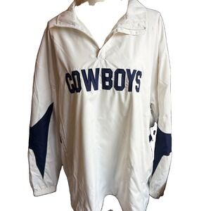 Vtg Dallas Cowboys 1/4 Zip Windbreaker Mens XL White Cowboys Authentic Apparel